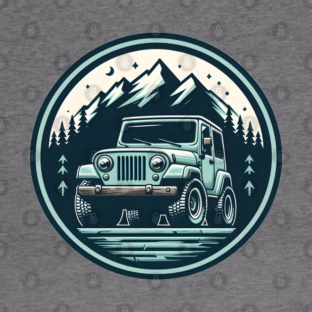 Jeep Wrangler In the Mountains Mint Green or Earl Color by Syntheous